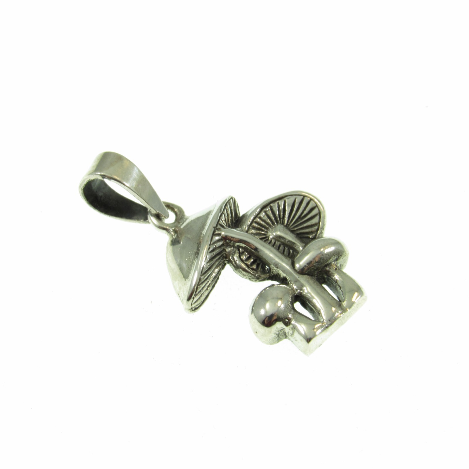 Solid 925 Sterling Silver Forest Mushrooms Patch Pendant, Fungi Jewelry Charm