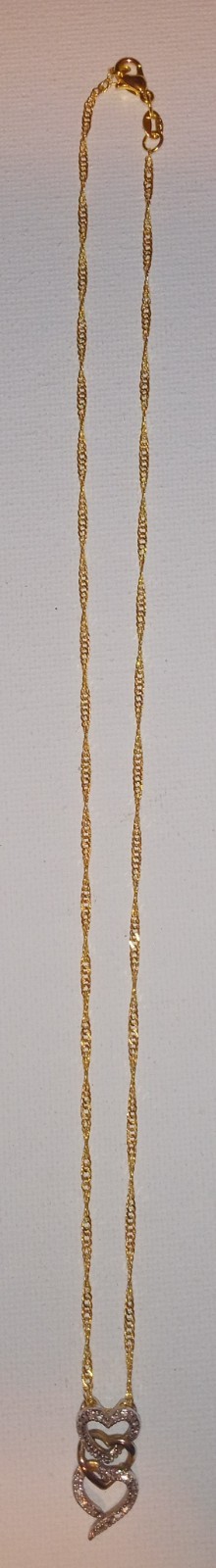 Sterling Silver Triple Interlocking Heart Necklace 18KGP Chain