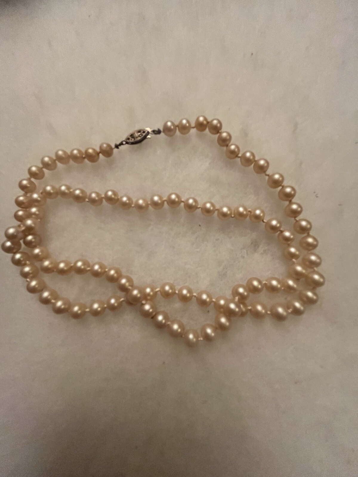 Necklace, Cultured & Knotted Pearls, 25 inch string, no makers mark, no hallmark