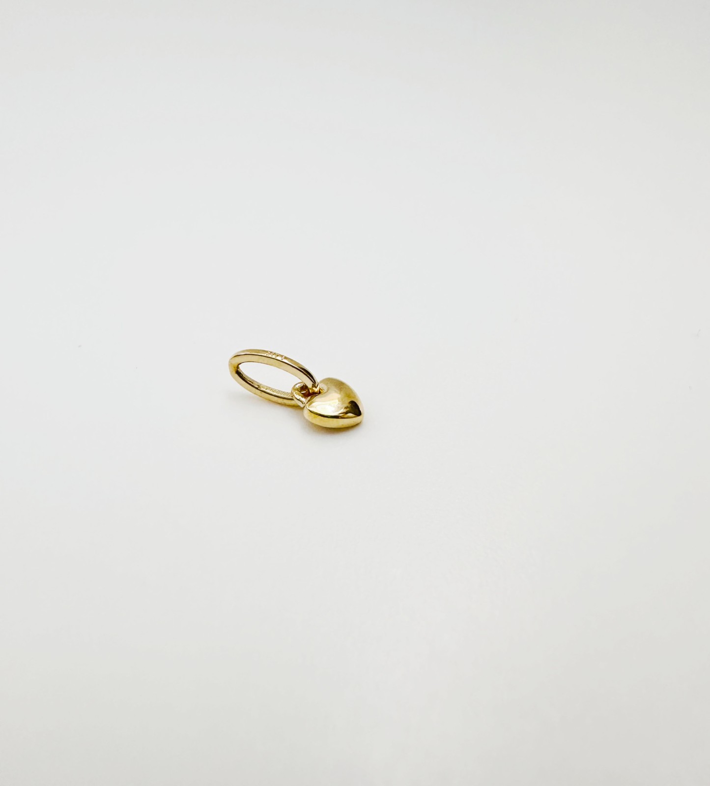 14K Solid Yellow Gold Teeny Tiny -Very Small Beveled Heart Charm Pendant 8x3mm
