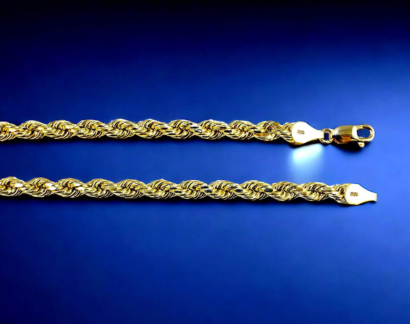 10K Yellow Gold 2mm-10mm Rope Chain Necklace Diamond Cut All Sizes Real