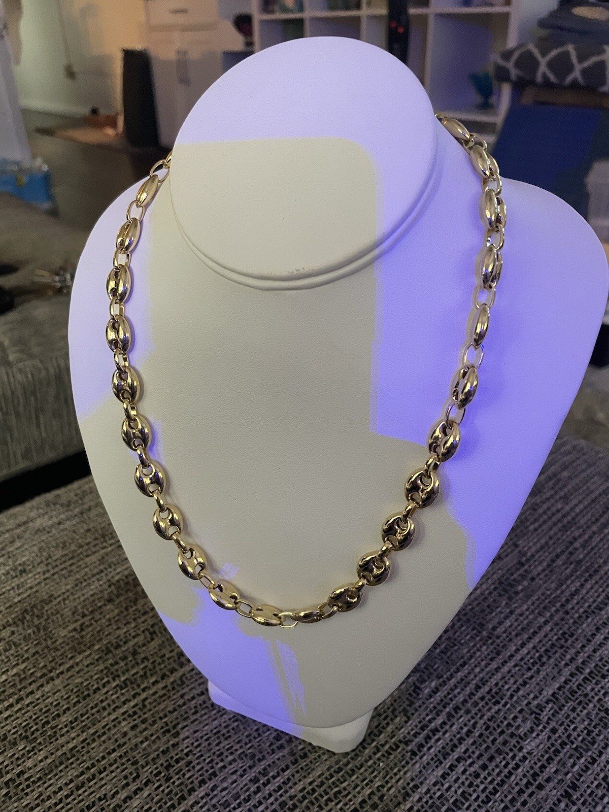 925 Gold Over Sterling Silver Puffy Mariner Chain,