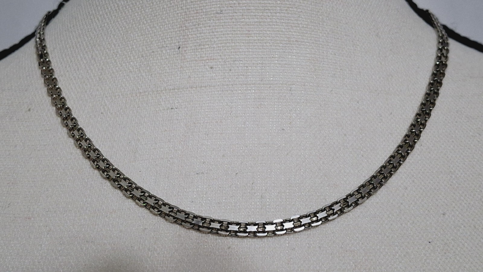 D 925 Italy Marked sterling silver bismark chain necklace 18″ 8.3g