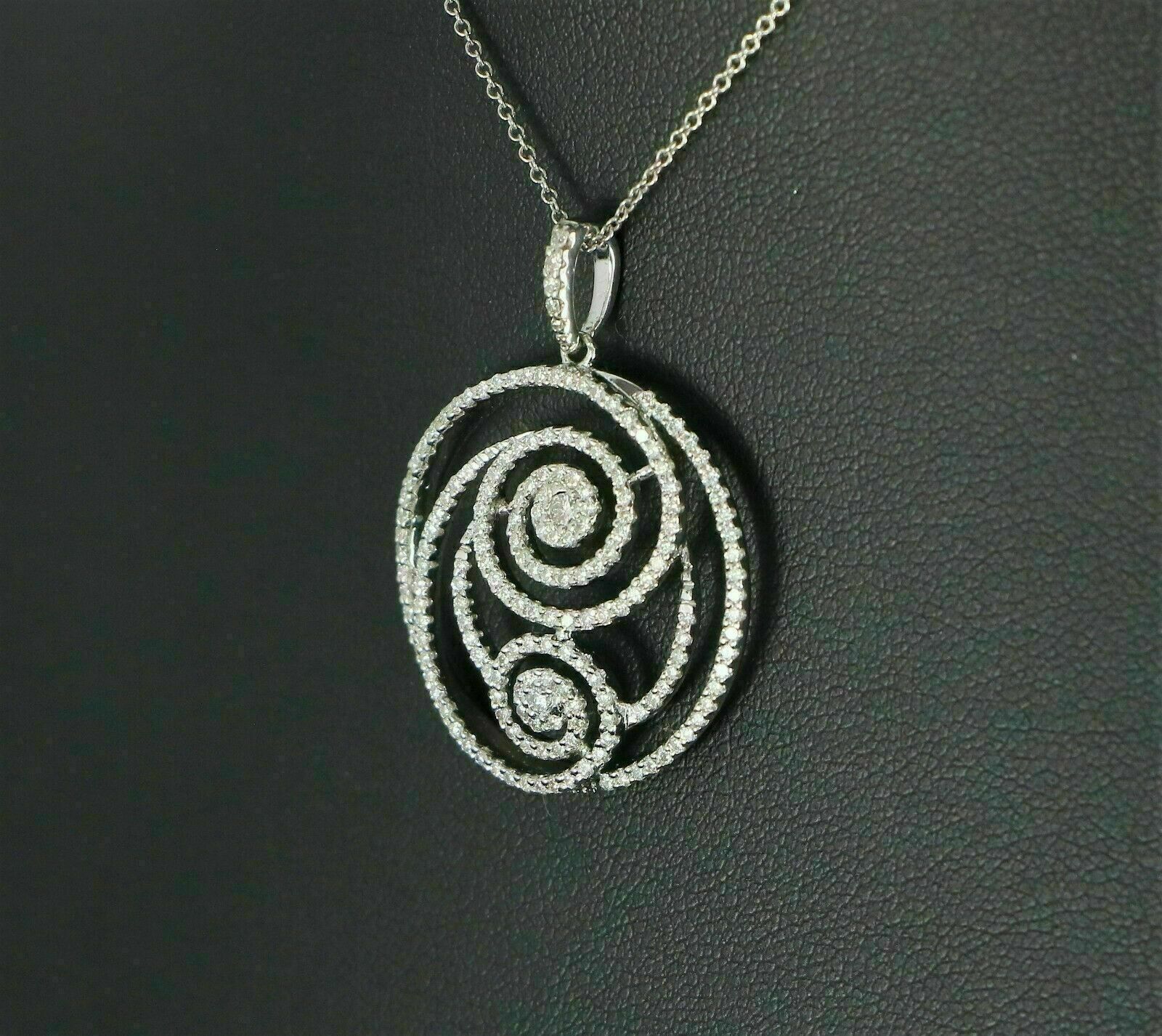 2Ct Lab Created Diamond Swirl Wedding Cluster Pendant 14K White Gold Plated