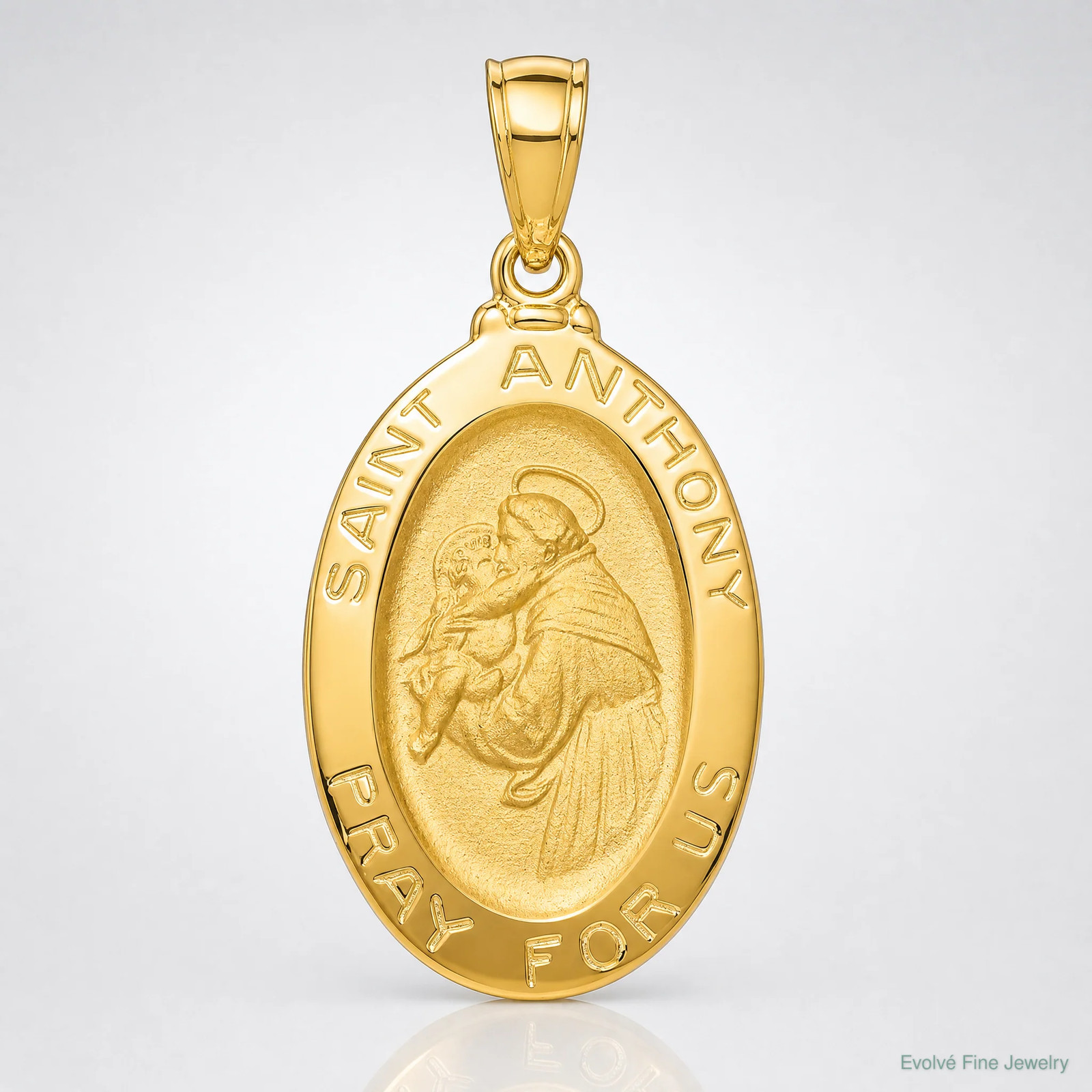 10K / 14K Yellow Gold Saint Anthony Oval Medal Pendant