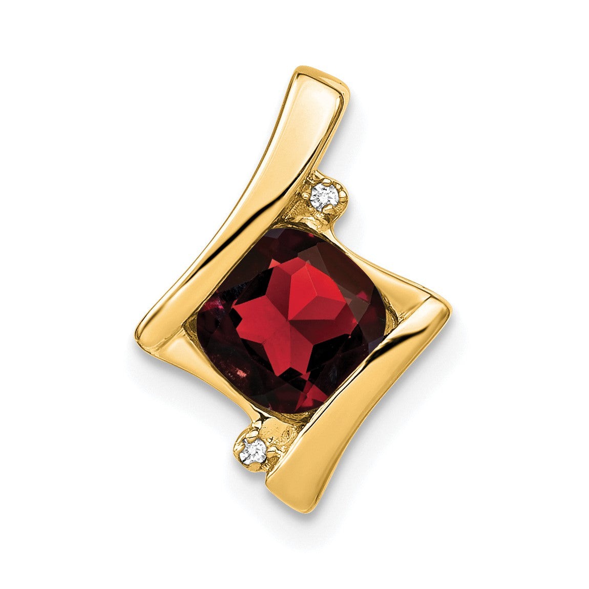 10k Yellow Gold Garnet and Diamond Pendant
