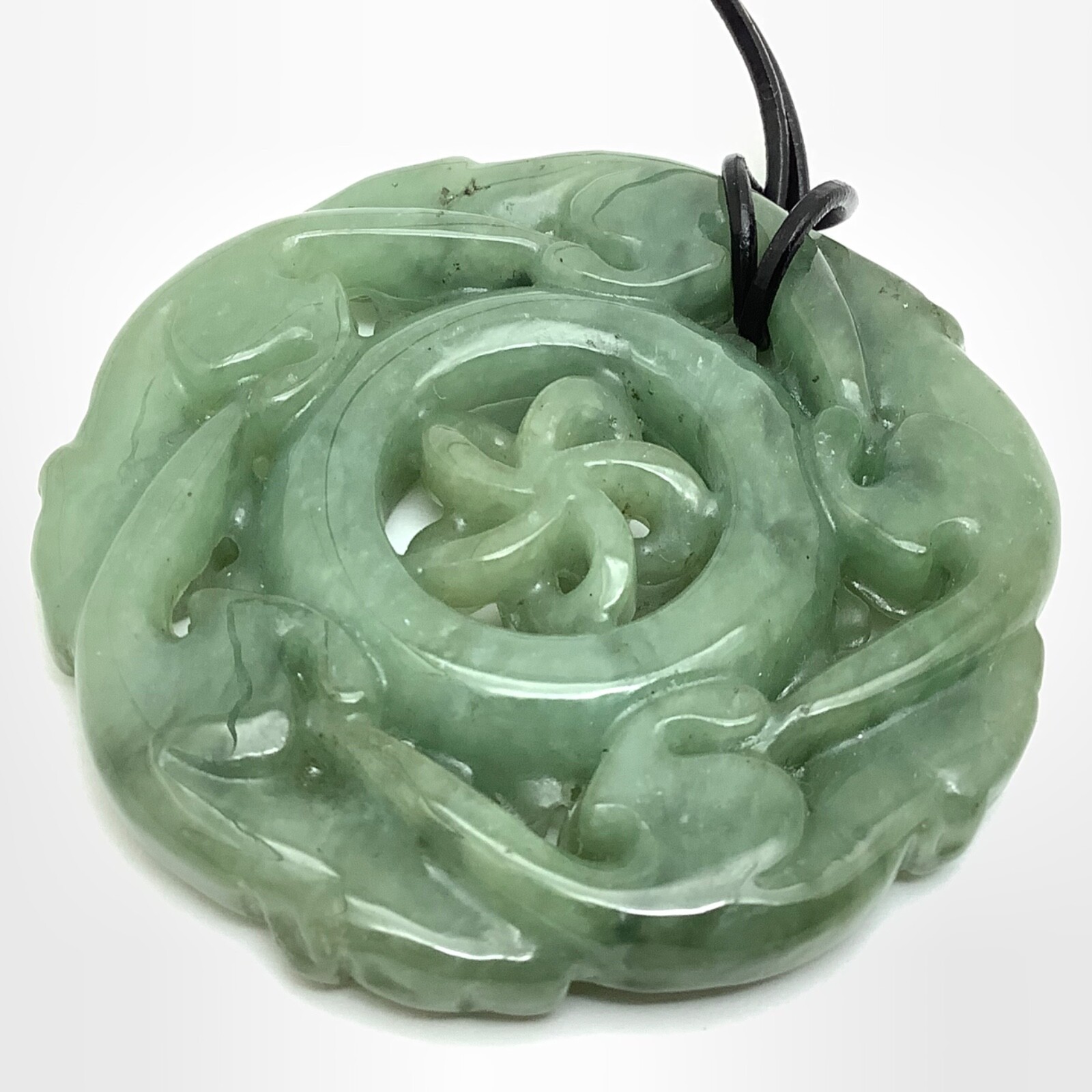 Burmese Jade Pendant Rat Running Green Jadeite Jade Disk Necklace Burma Myanmar