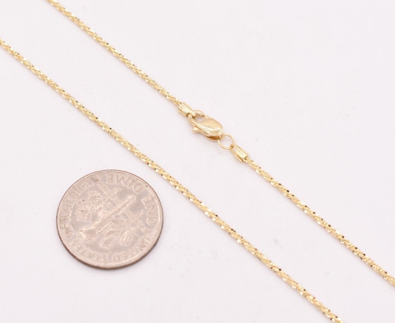 1.10mm Rock Sparkle Twisted Chain Necklace Real Solid 14K All Yellow Gold