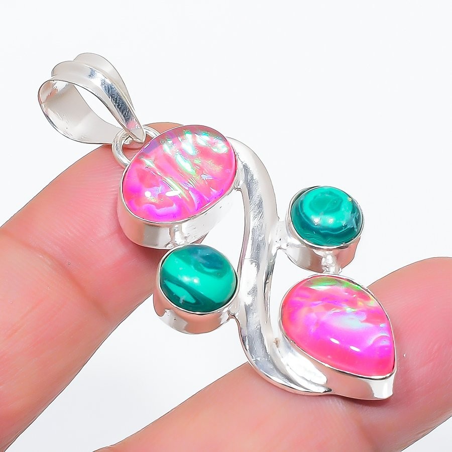 Triplet Opal Gemstone 925 Sterling Silver Jewelry Pendant Size 2″ For Gift