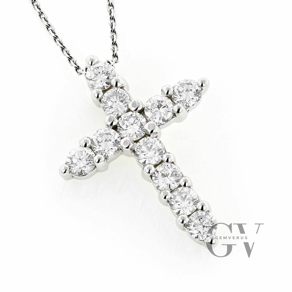 Moissanite Cross Wedding Pendant 1.50 Carat VVS1 Round Cut Solid 14K White Gold