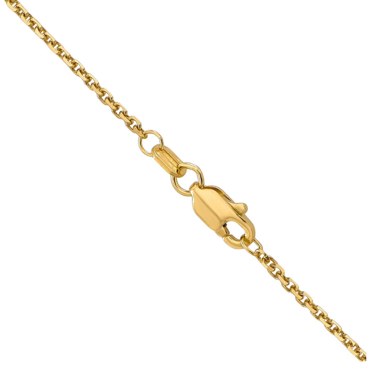 14K Solid Yellow Gold 1.4mm Dainty Round Cable Chain Necklace Diamond