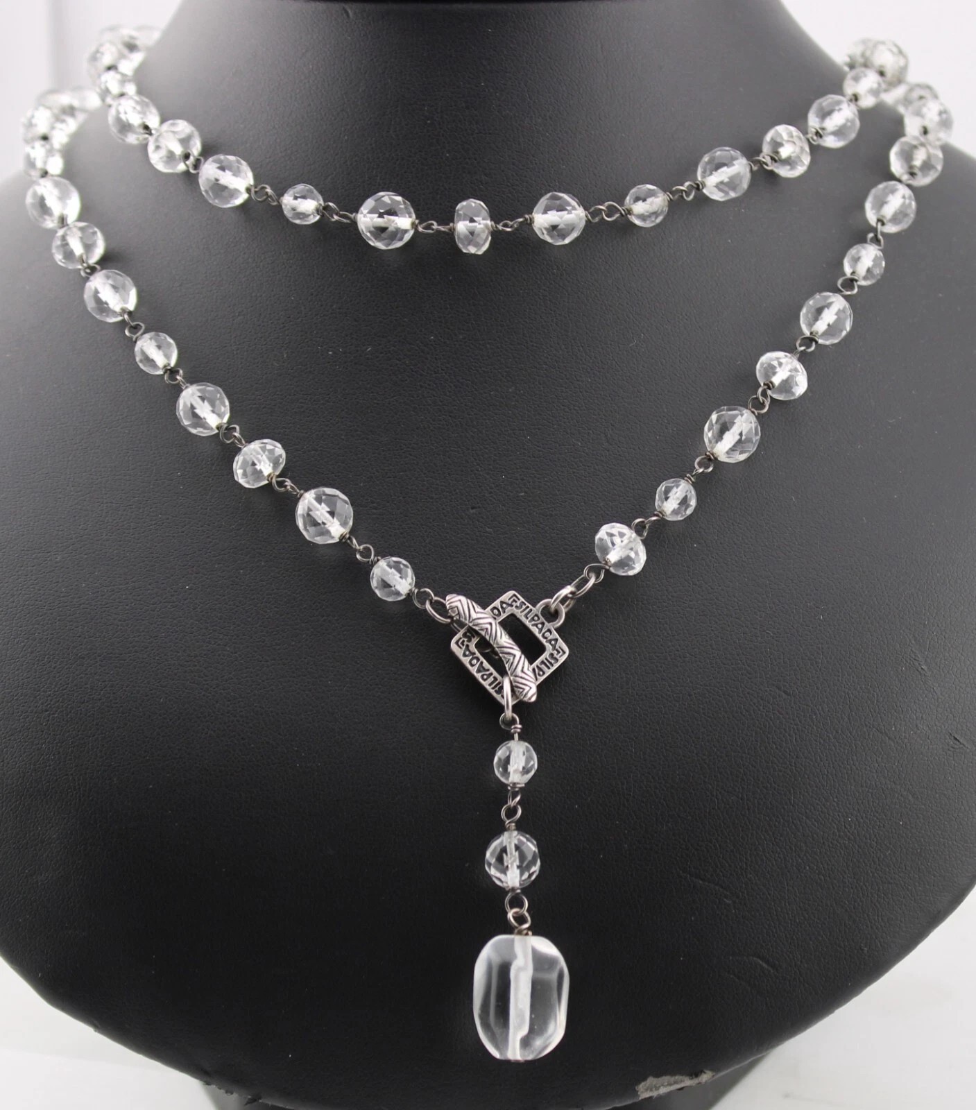 Retired Silpada N1503 Sterling Silver Glass Nugget Necklace Toggle Lariat Long