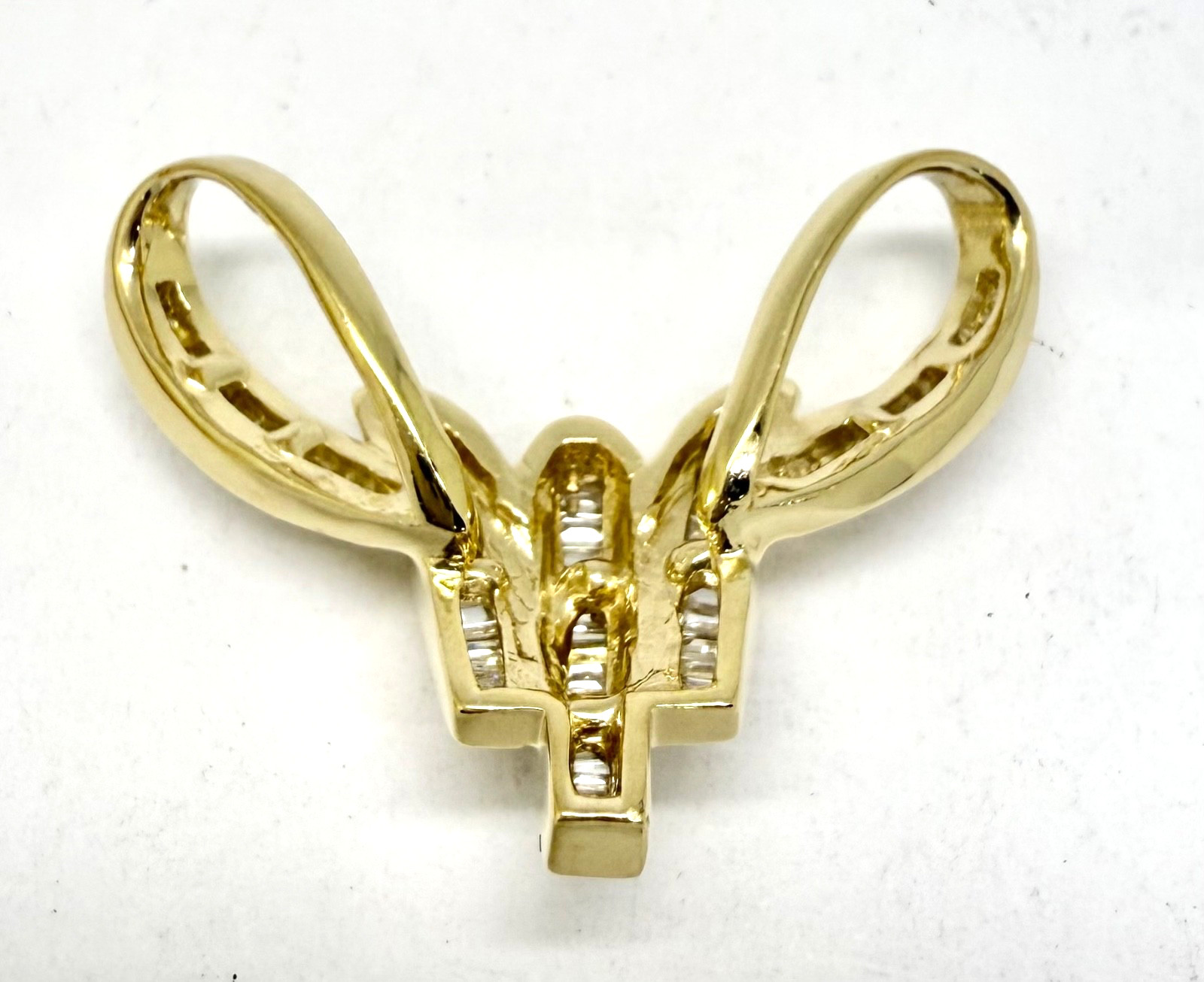 1.00 ctw Baguette Natual Diamonds 14k Yellow Gold Slide Pendant w/Card Appraisal