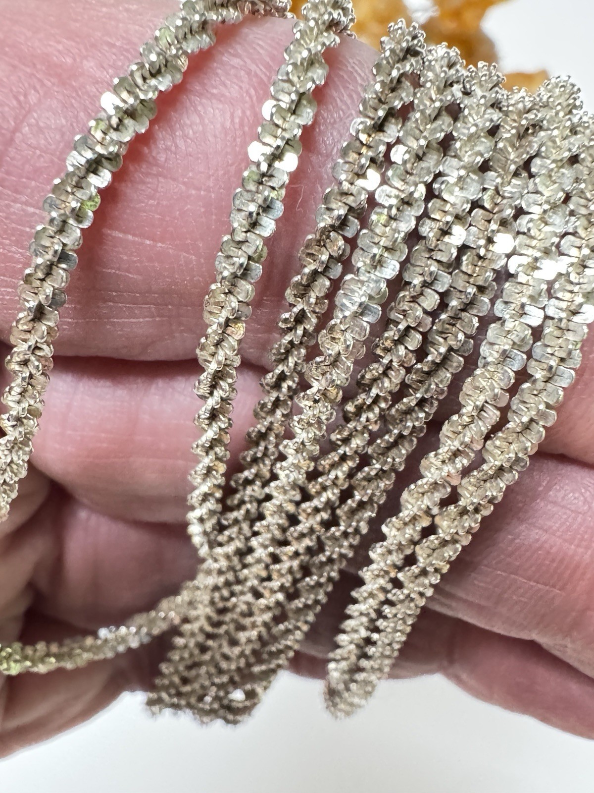 54” Milor Italian Sterling Silver Margarita Sparkle Chain Necklace 21.84gr
