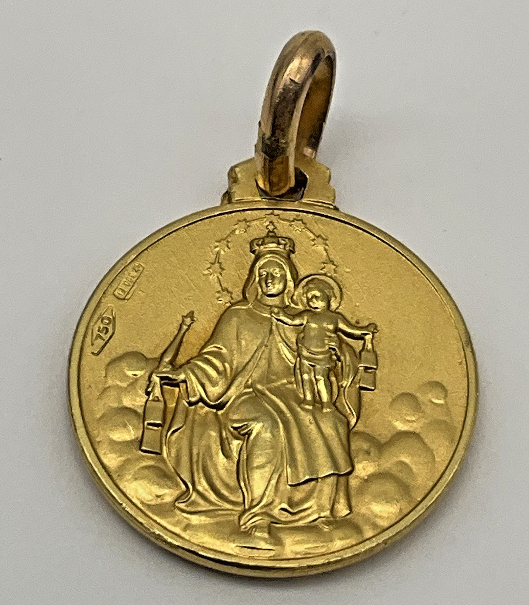 18K Yellow Gold Our Lady of Mount Carmel Religious Medal/Pendant