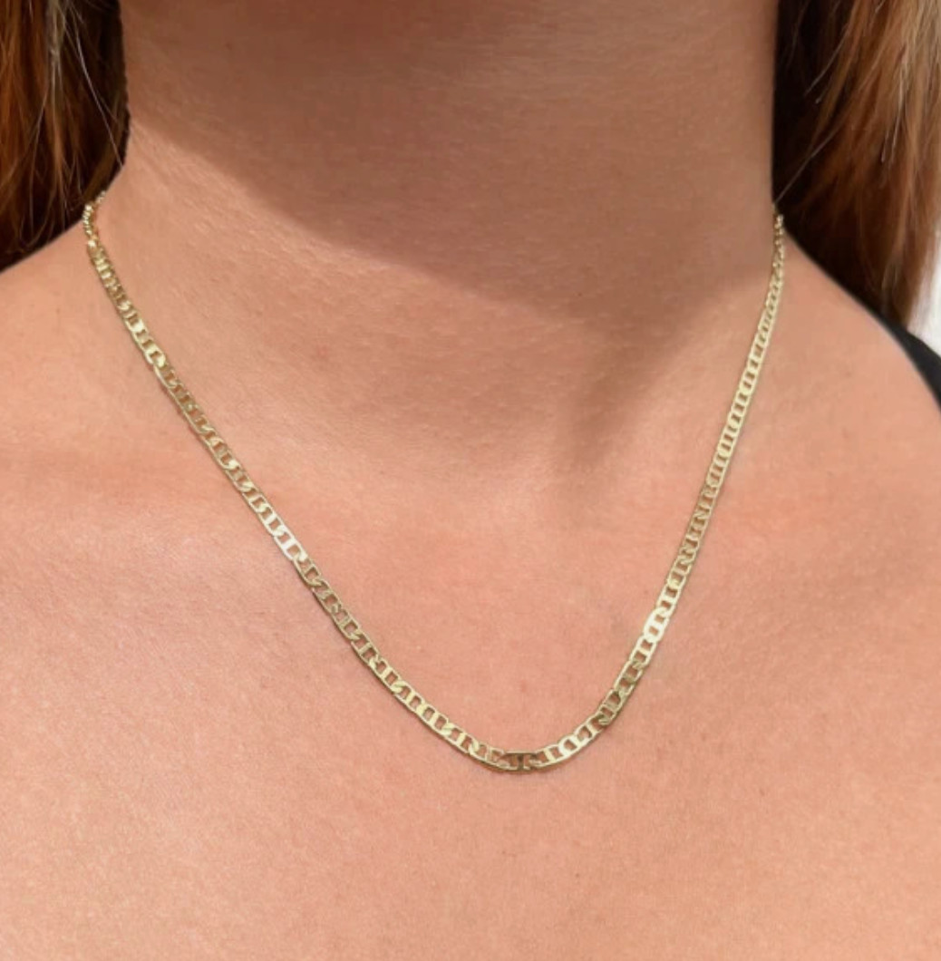 18k Gold Filled Diamond Cut Mariner Necklace 19.5” Long perfect and elegant