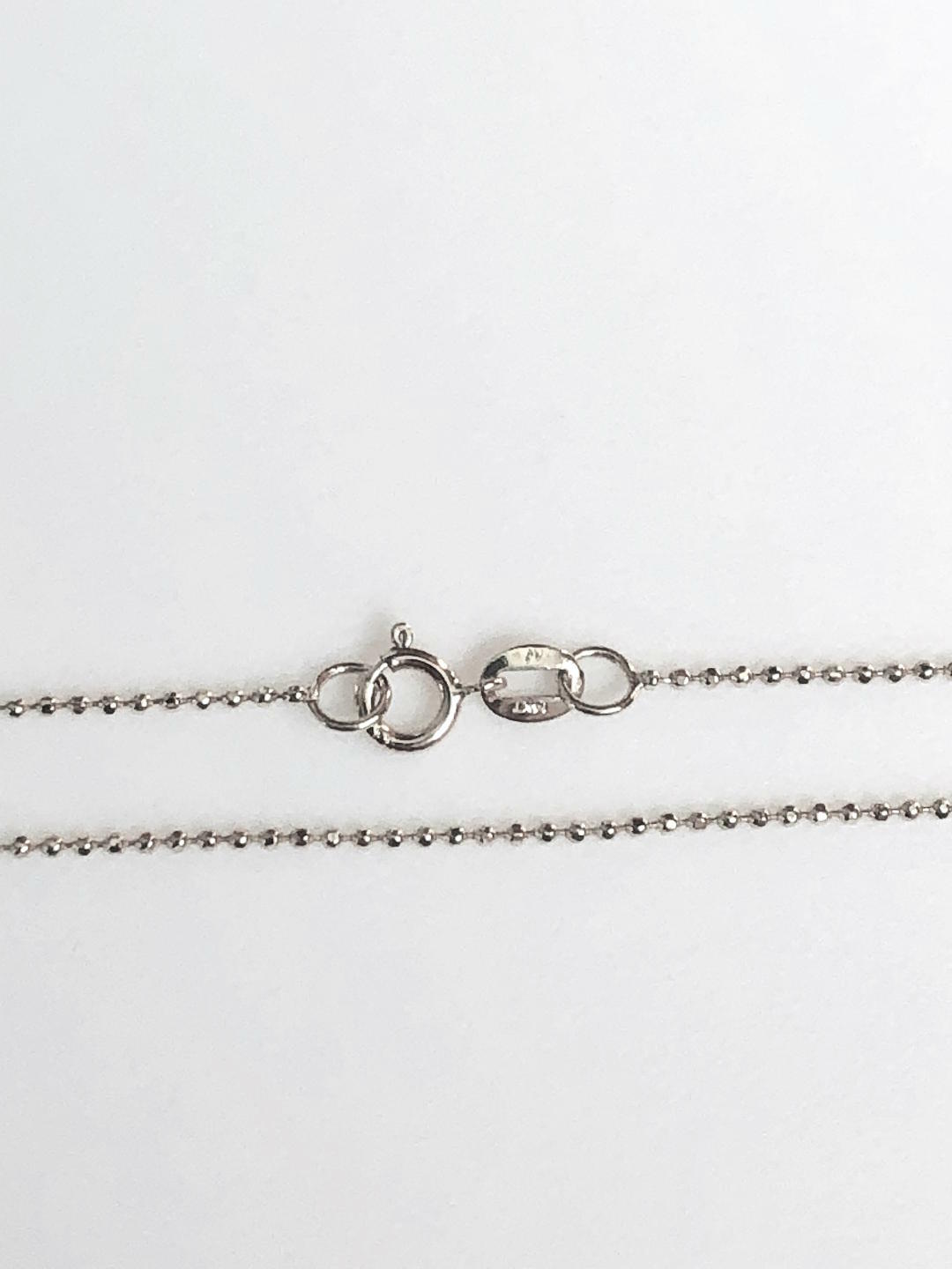 14k Solid White Gold Beads Chain Necklace 1.0 mm 18 inches (45 cm) B-10-6