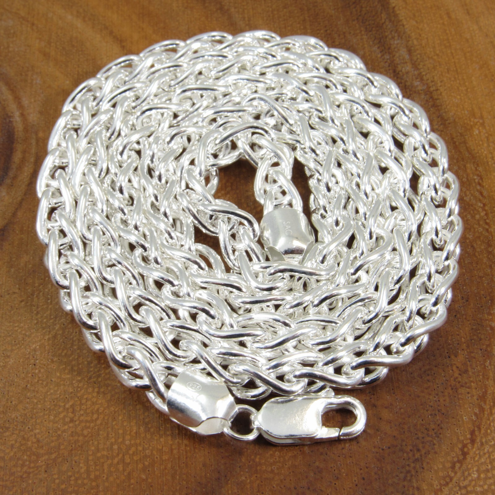 6MM Thick Mens Solid 925 Sterling Silver Italian Spiga Wheat Chain Necklace