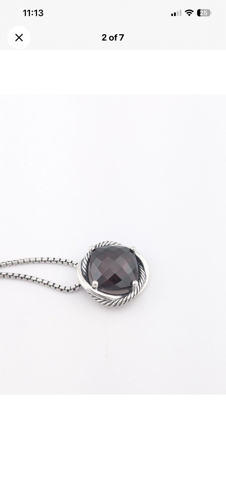 David Yurman Infinity 14mm Pendant Necklace With Garnet & 17 in Chain