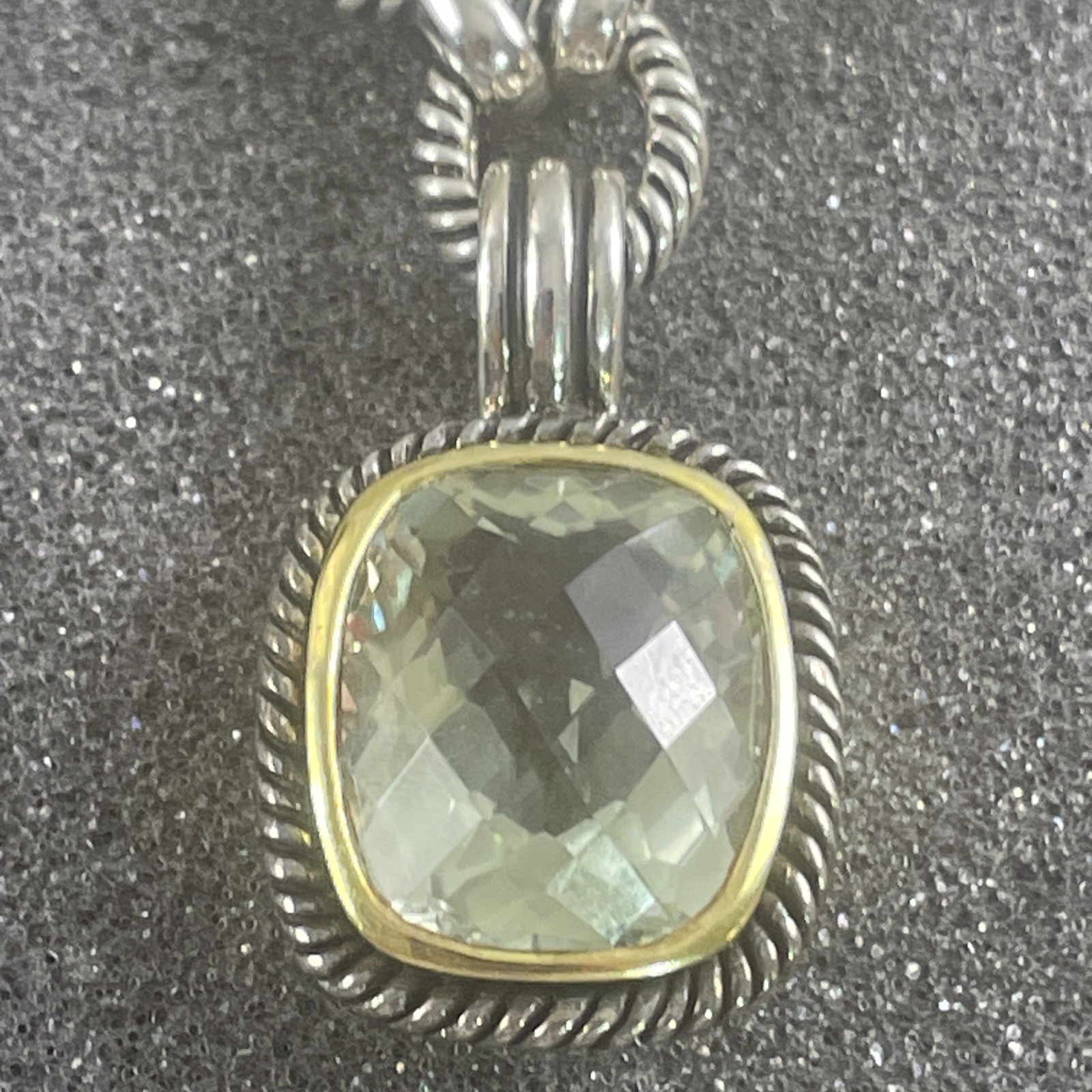 Michelle Albala 925 Silver Prasiolite Cushion Enhancer Cable Link Toggle Chain
