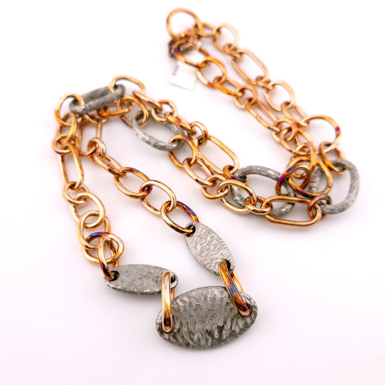 Daniel W. Danwak Sterling Silver Rose Gold Tone Large Chain Link 32″ In Necklace