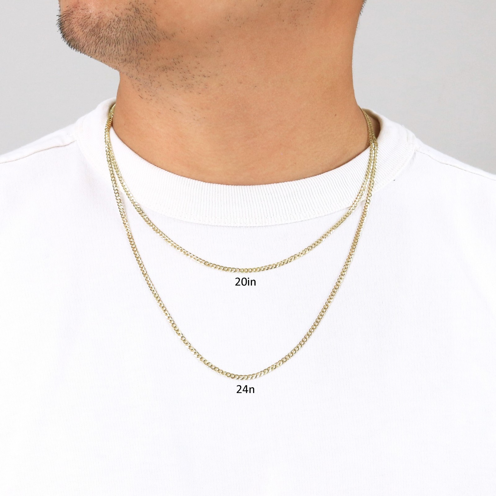 10K Yellow Gold 2.5mm Solid Curb Cuban Chain Link Mens Womens Necklace 18″