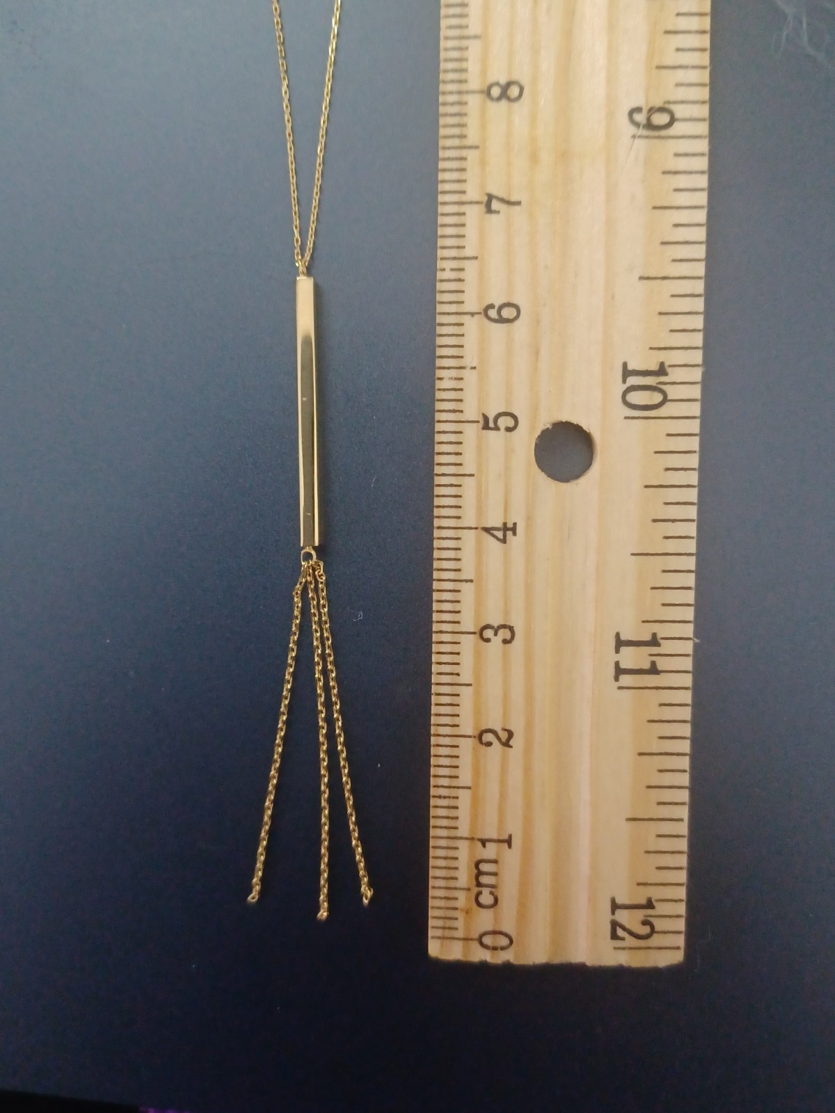 14K Real Solid Yellow Gold Lariat Chain Necklace 18″ Adjustable to 16″.