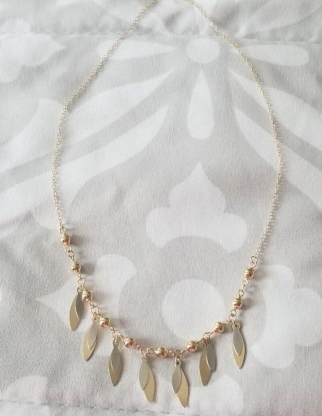 14k Multi Tone Yellow Gold and White Gold Fashion Necklace