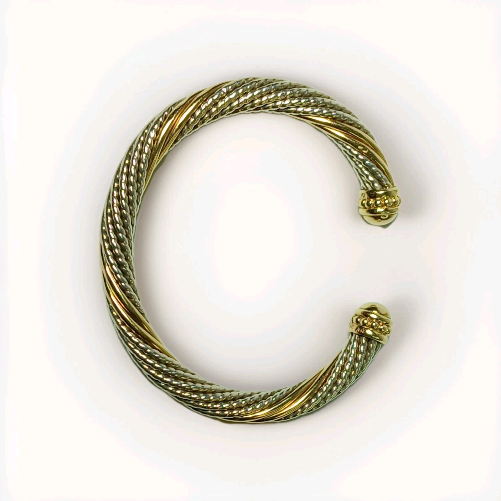 Vintage Original Alwand Vahan Signed 925 Sterling Silver 14K Gold Cuff Bracelet