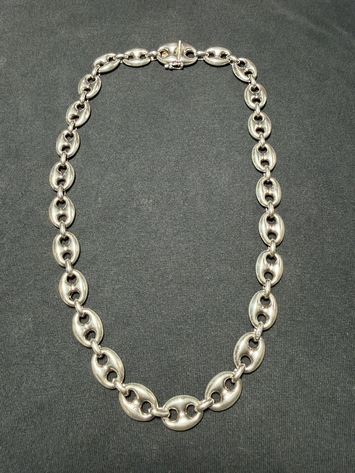 Solid Sterling Silver puff mariner Link Chain Heavy – 105 Grams 21in vintage 90s