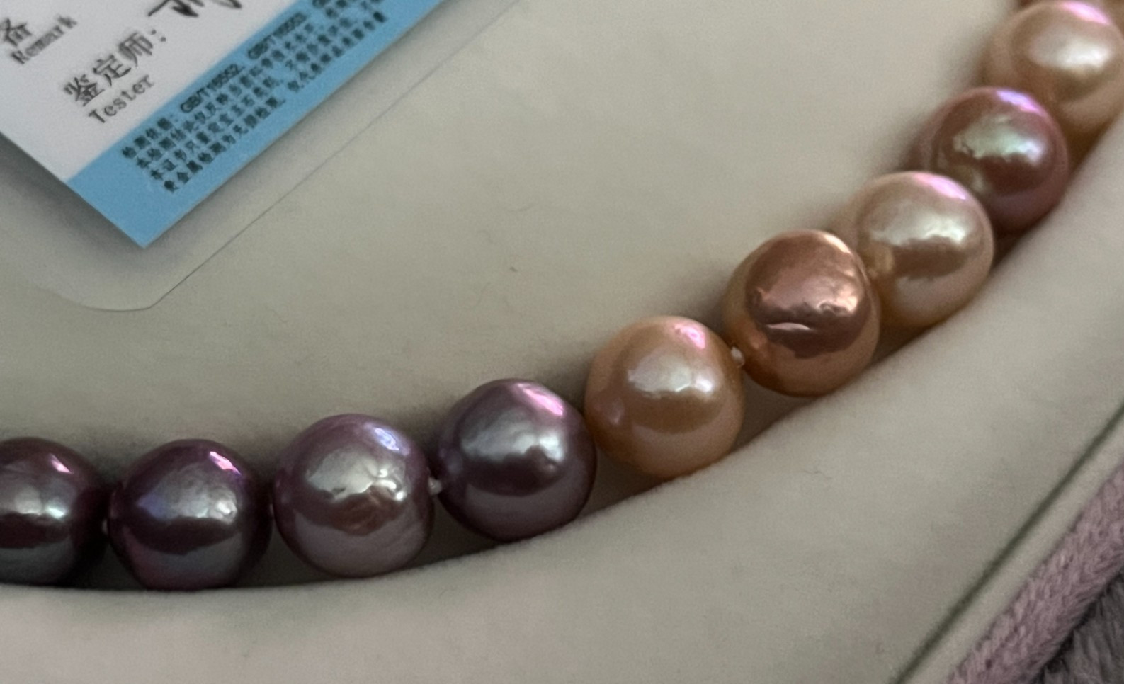 Large Edison Pearl Necklace S925 Toggle Clasp Metallic Candy 45cm Cert