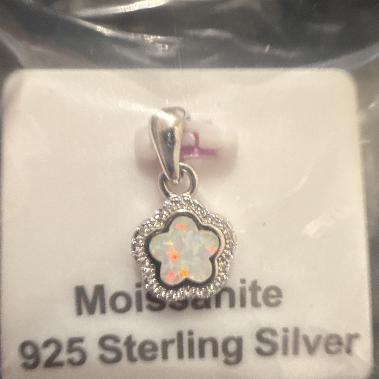 925 Sterling Silver Moissanite Flower Charm Pendant Multicolor Silver