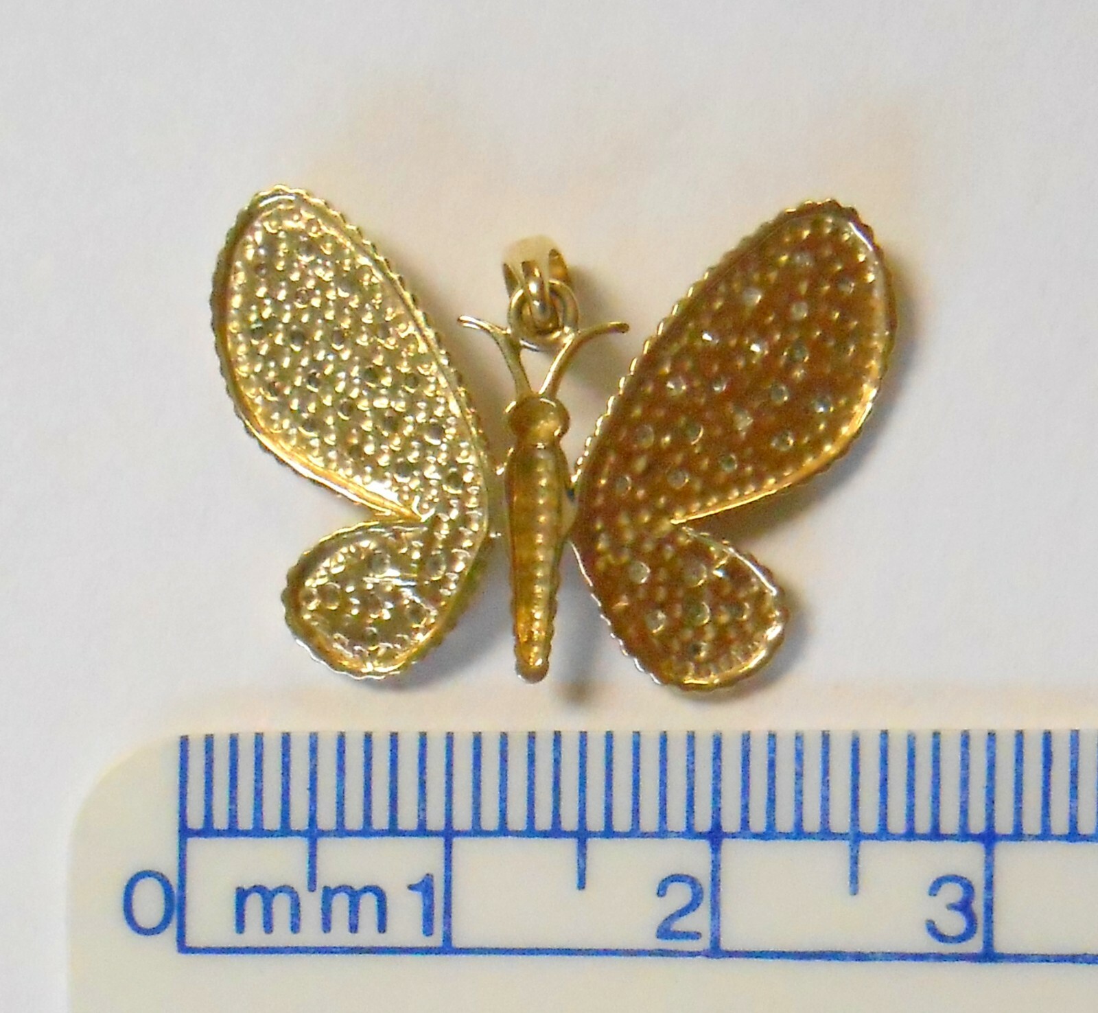 Amazing 14K Yellow &White Gold Diamond Encrusted Butterfly Pendant Charm 18x24mm