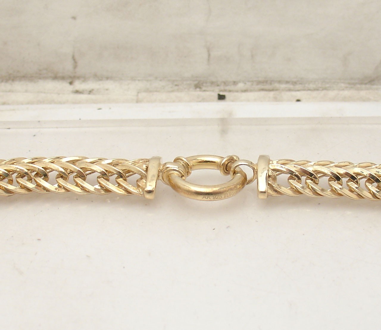 Technibond Graduated Double Curb Chain Necklace 14K Yellow Gold Plated Silver