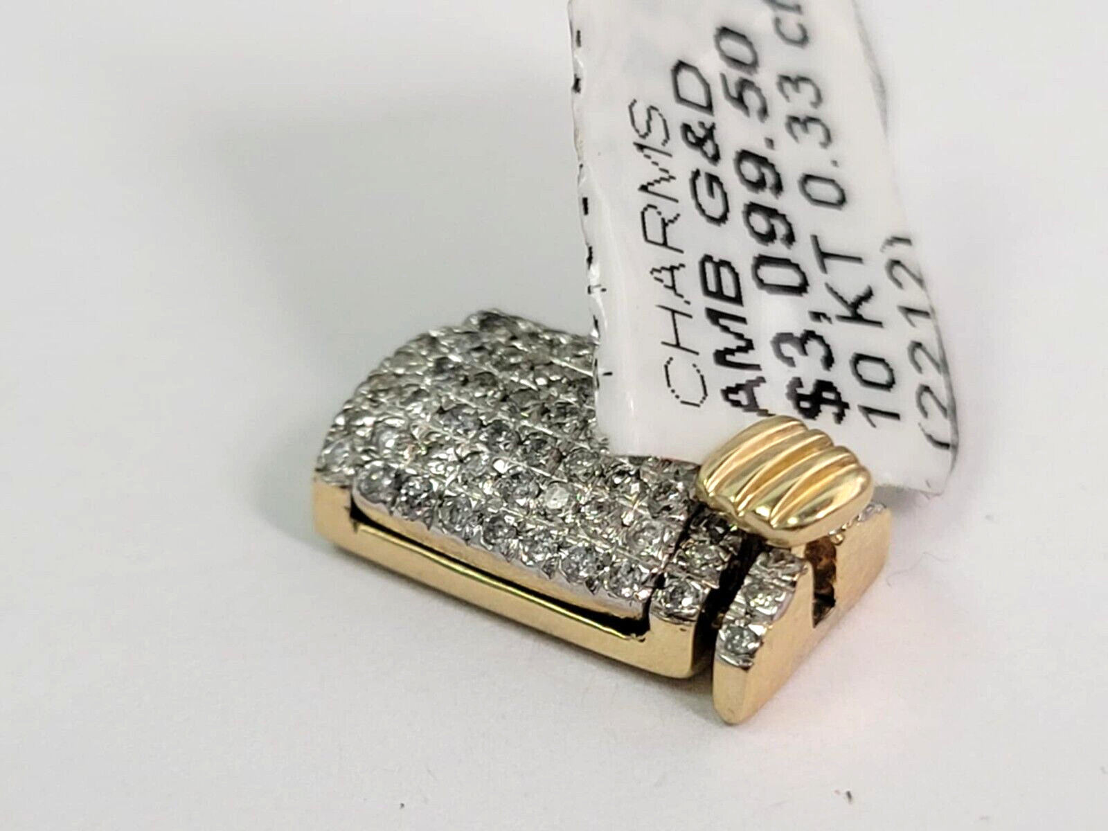10K Yellow Gold Diamond Box Clasp Accessory 7.5MM Pave Set Double Lock