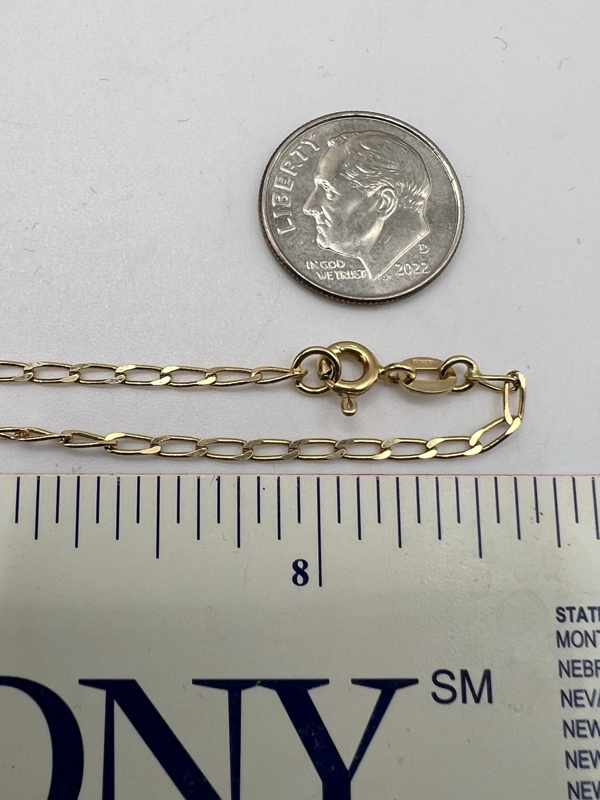 18k Yellow Gold Oval Long Link Curb Chain Necklace 17.5 In. 2mm Italy 3.4 Grams