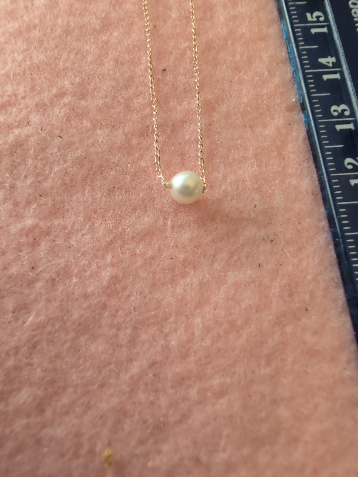 Child’s 14K Yellow Gold Necklace With Genuine Pearl, Lovely Gift