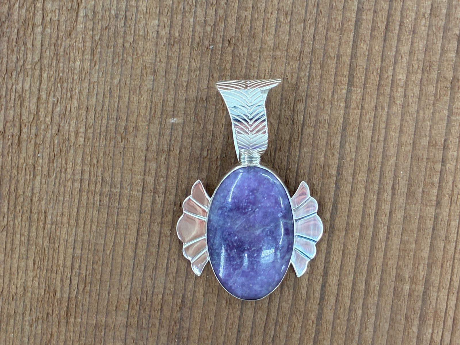 Jay King DTR Purple Lepidolite Freeform Modernist Pendant Sterling 925 Cabochon