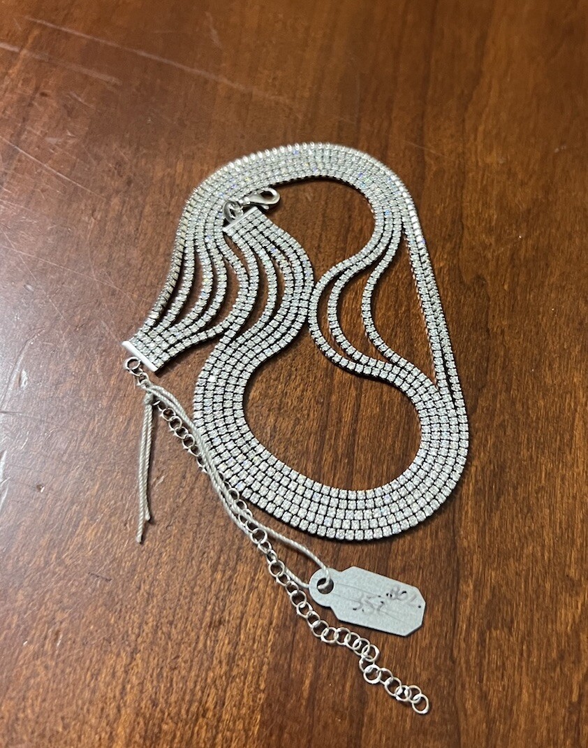 925 Tennis Necklace 5 Strand Choker