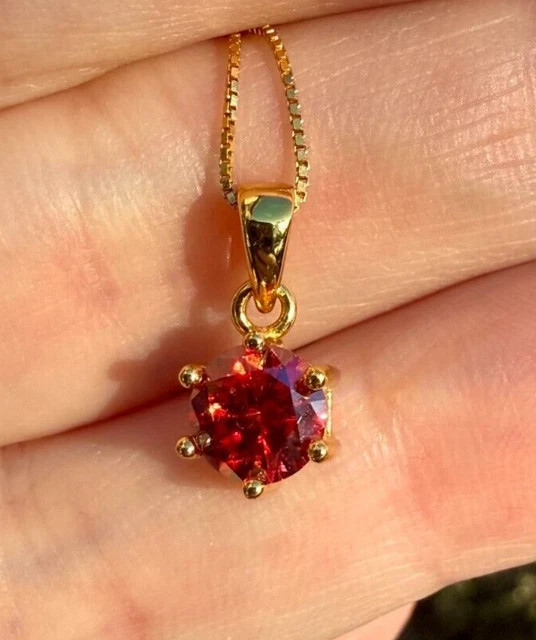 2Ct Round Cut Lab Created Ruby Women’s Solitaire Pendant 14K Yellow Gold Plated
