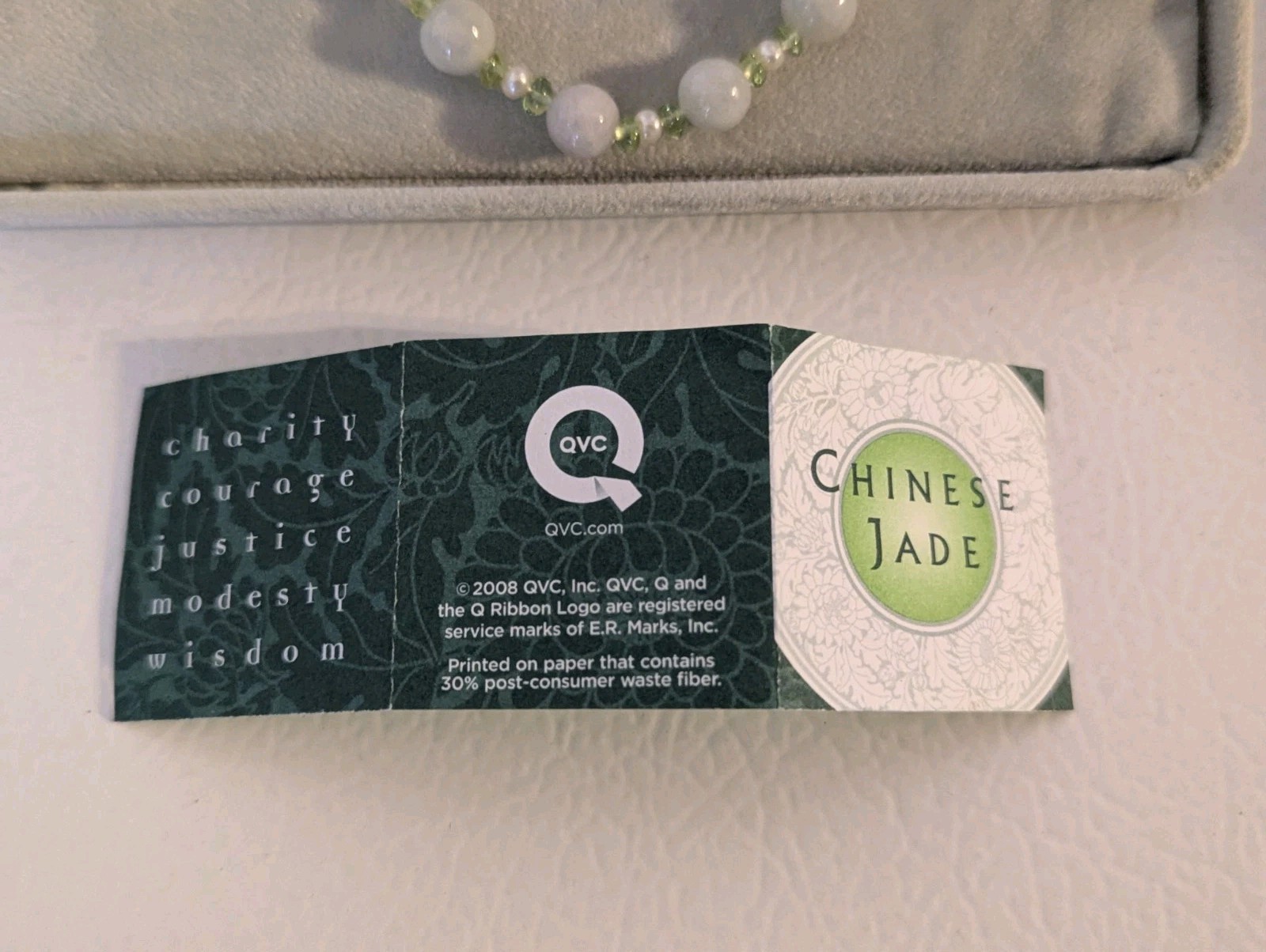 2008 QVC Chinese Jade W/Fresh Water Pearls 14k Clasp 18 Inches In Original Box
