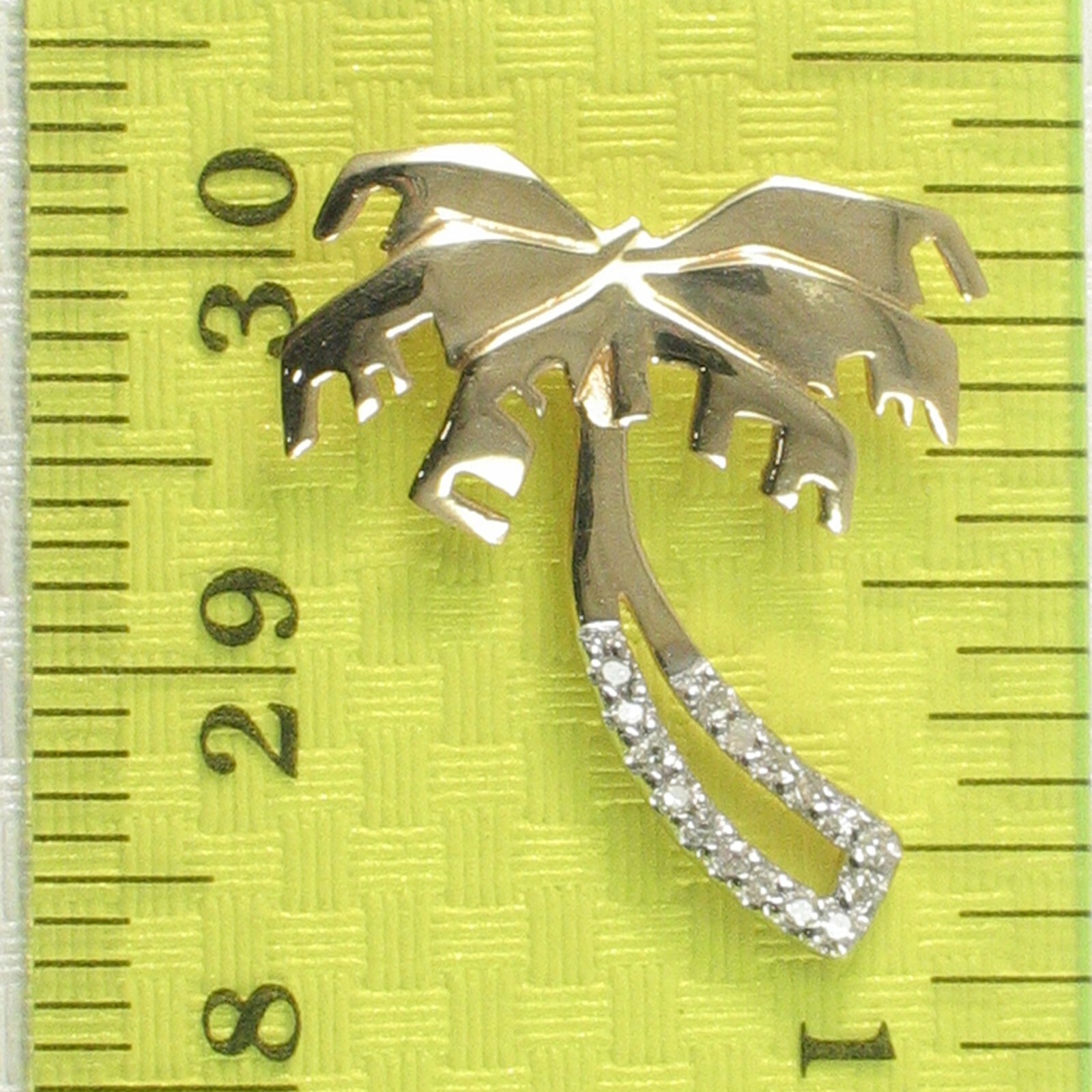 14k Solid Yellow Gold Coconut Tree Diamond Pendant Necklace