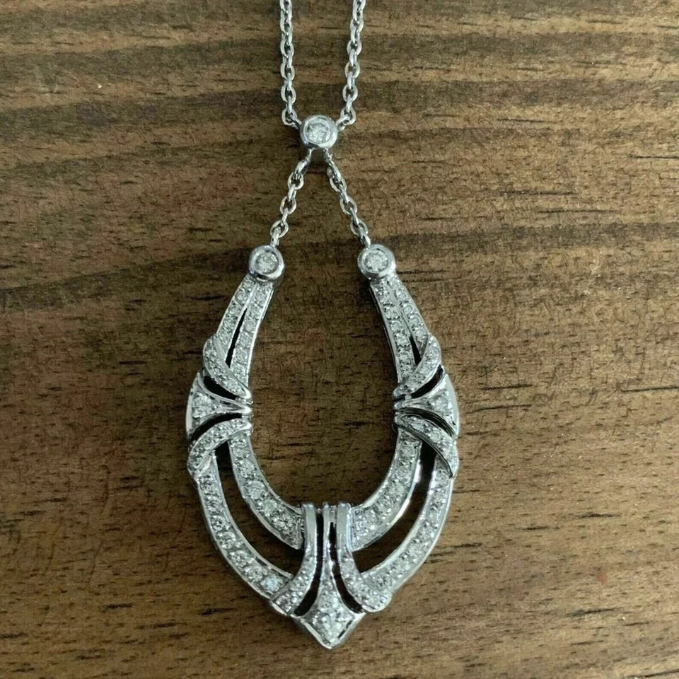 1.00Ct Lab Created Round Cut Diamond Pendant 14K White Gold Finish