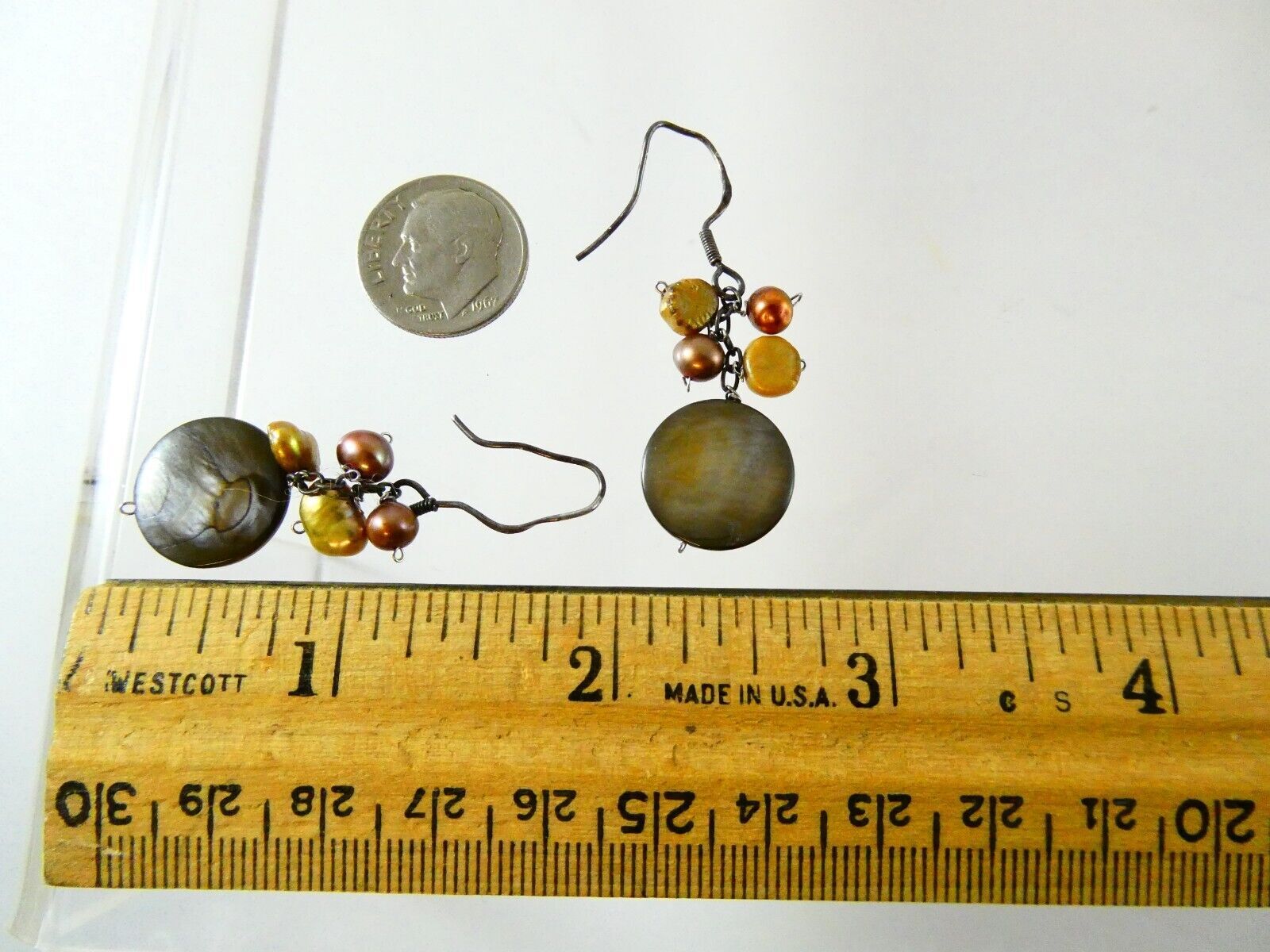 Sterling Silver CGI Two Strand Pearl Necklace with MOP Earrings Set 925 18-21 In