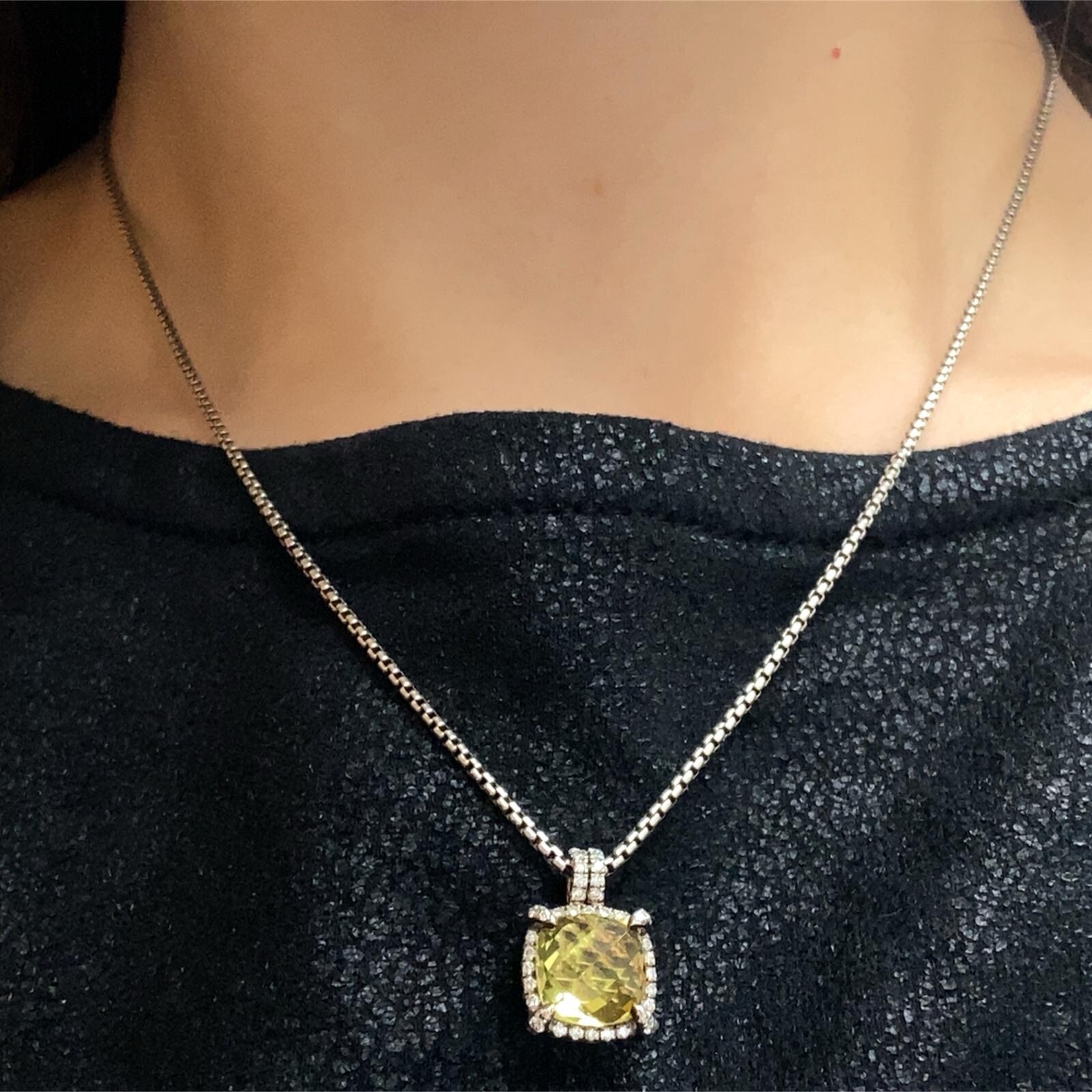 David Yurman Sterling Silver Citrine Chatelaine Diamond Pendant Necklace $1125