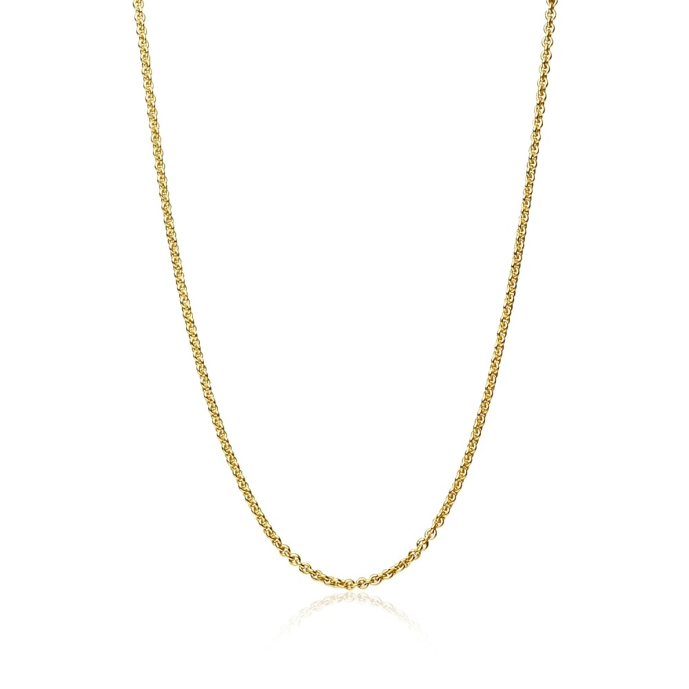 Yellow Gold Flashed Sterling Silver 1mm Thin Cable Rolo Chain Necklace 14 Inches