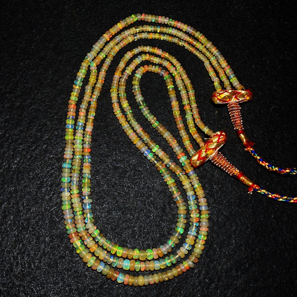 3 Strand Amazing Ethiopian Opal Beaded Jewelery Necklace 115.00 Cts VK 08 E711