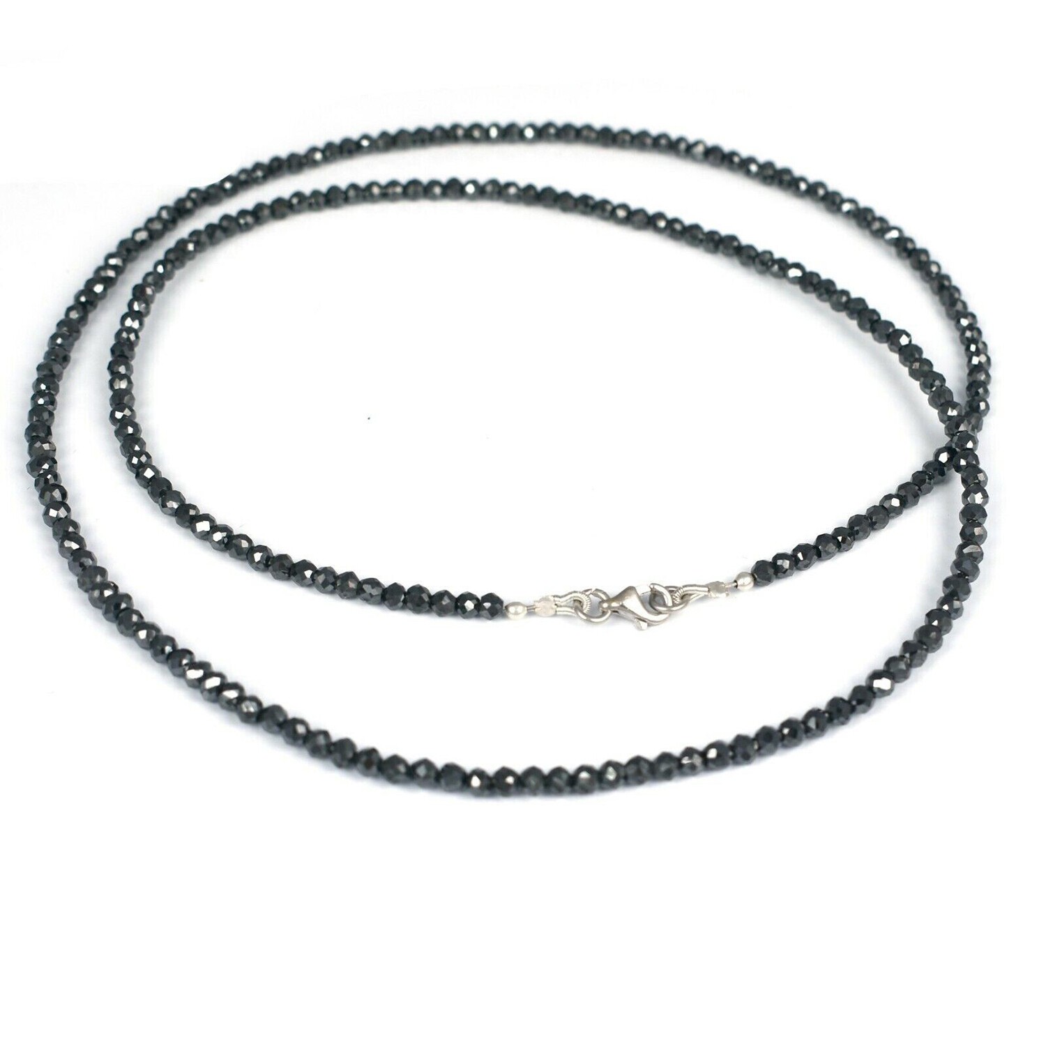 Dazzling 55 Ct Black Round Cut Lab Grown Diamond Necklace in Sterling Silver