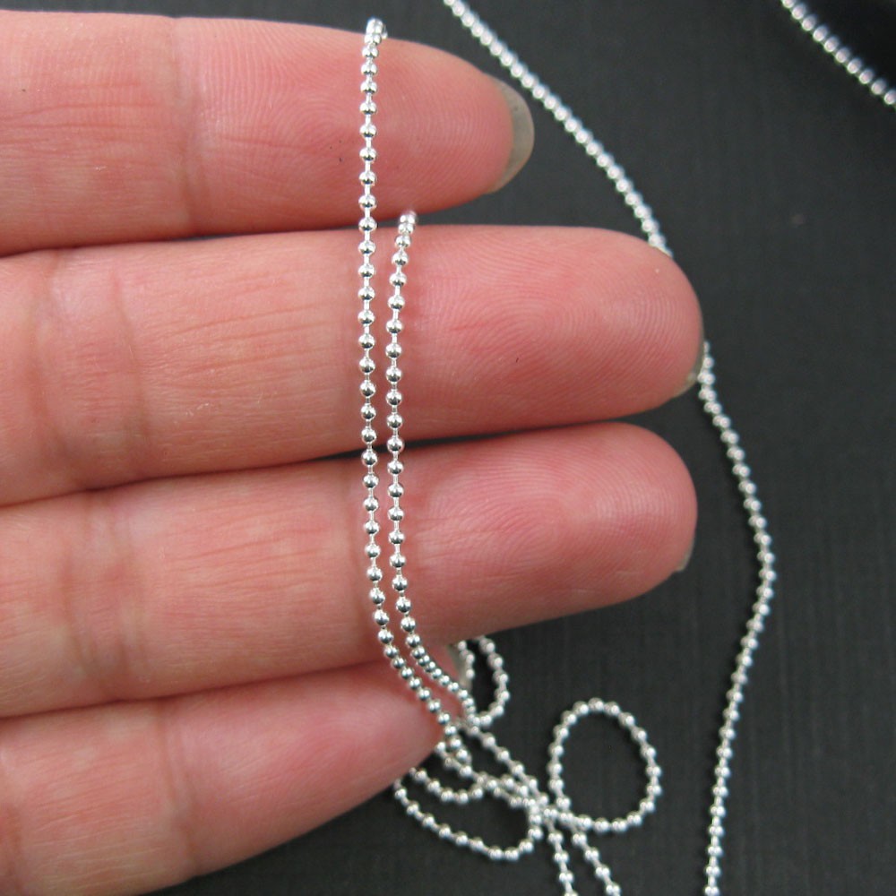 Sterling Silver Necklace-Tiny Ball Chain (All Sizes) Ball Necklace-Made in Italy