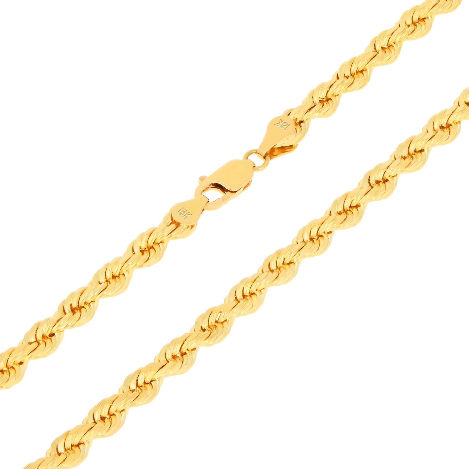 18k Yellow Gold Diamond Cut Rope Chain 2mm-5mm Necklace Mens Womens 16″- 28″